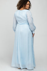 Light Blue Sparkle Chiffon Plus Maternity Maxi Dress
