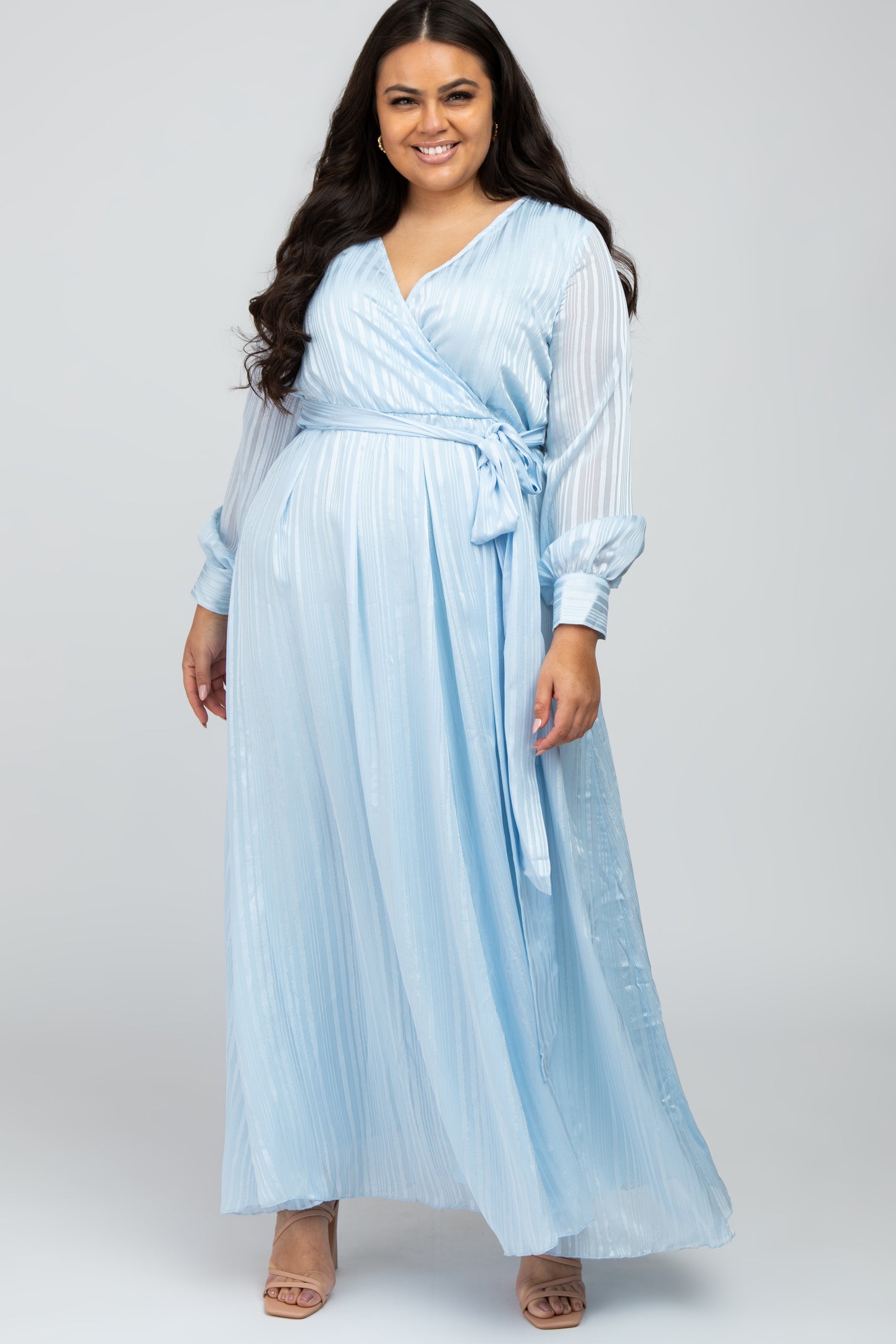 Light Blue Sparkle Chiffon Plus Maternity Maxi Dress PinkBlush Light Blue Sparkle Chiffon Plus Maternity Maxi Dress PinkBlush