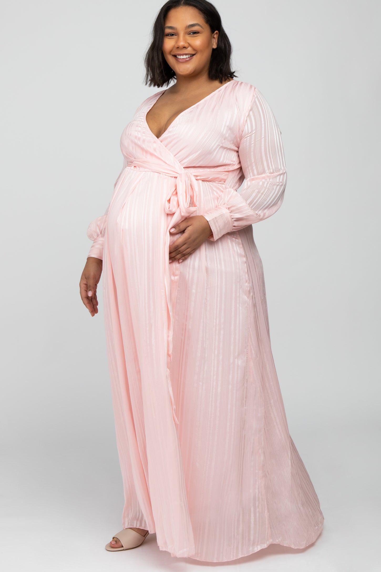 18+ Pink Sparkly Maternity Dress