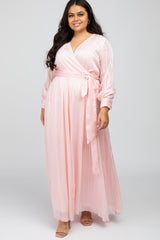 Pink Sparkle Chiffon Plus Maxi Dress
