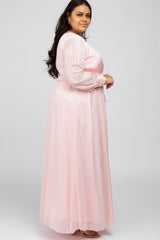 Pink Sparkle Chiffon Plus Maxi Dress