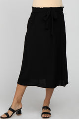 Black Front Tie Maternity Midi Skirt