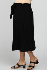 Black Front Tie Maternity Midi Skirt