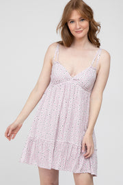Lavender Floral Sleeveless Ruffle Hem Mini Dress