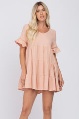 Peach Tiered Mini Dress