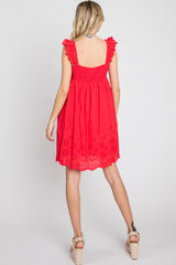 Red Eyelet Lace Dress