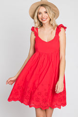 Red Eyelet Lace Dress