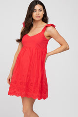 Red Eyelet Lace Maternity Dress