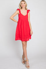 Red Eyelet Lace Maternity Dress
