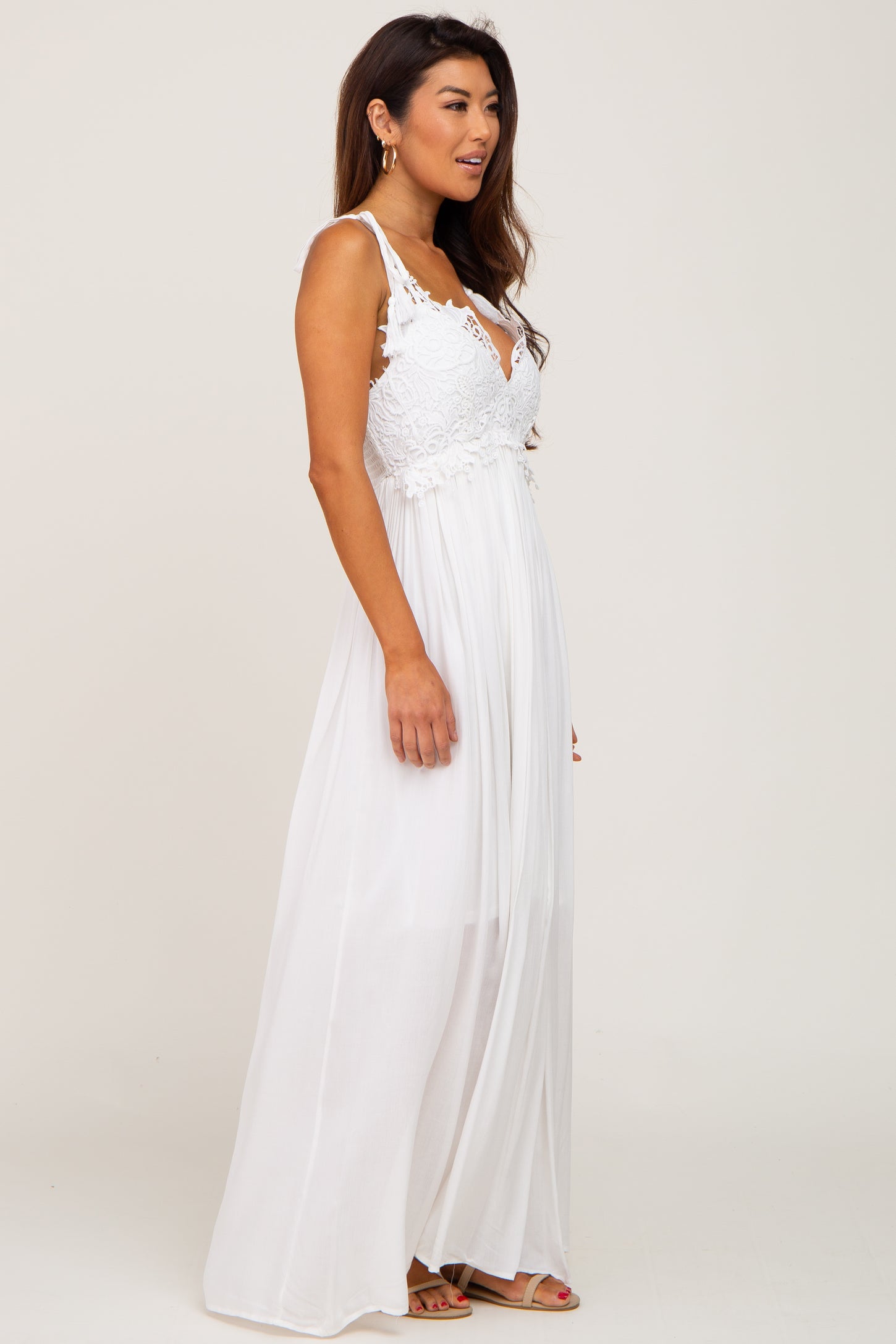 Ivory Crochet Lace Maxi Dress Large Ivory Crochet Lace Maxi Dress Large