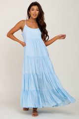 Light Blue Tiered Maxi Dress