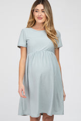 Mint Green Swiss Dot Short Sleeve Maternity Dress