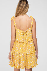 Yellow Floral Tiered Maternity Mini Dress