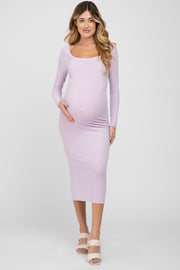 Lavender Ribbed Long Sleeve Maternity Maxi Dress