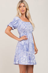 Lavender Floral Short Sleeve Dress