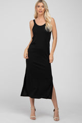 Black Sleeveless Side Slit Maxi Dress