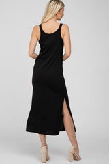 Black Sleeveless Side Slit Maxi Dress