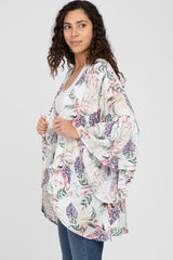 White Floral Bell Sleeve Cover Up