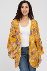 Yellow Floral Bell Sleeve Maternity Cover Up