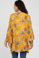 Yellow Floral Bell Sleeve Cover Up