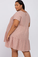 Light Pink Printed Plus Maternity Babydoll Dress