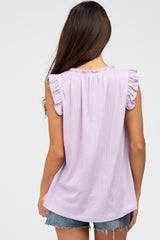 Lavender Ruffle Accent High Neck Top