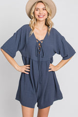 Charcoal Lace Up Romper