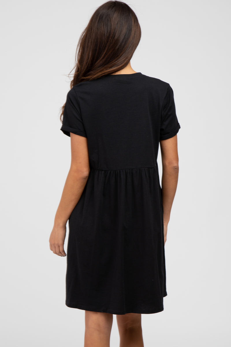 black short sleeve babydoll dress Short Sleeve Babydoll Dress - LUCKY // Womens Cap Sleeve Dress // Womens Fit and Flare Dress // Keyhole Dress // Back Cut Out Dress