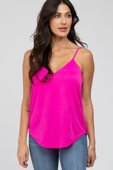Fuchsia Curved Hem Maternity Tank Top