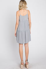 Grey Tiered Mini Dress