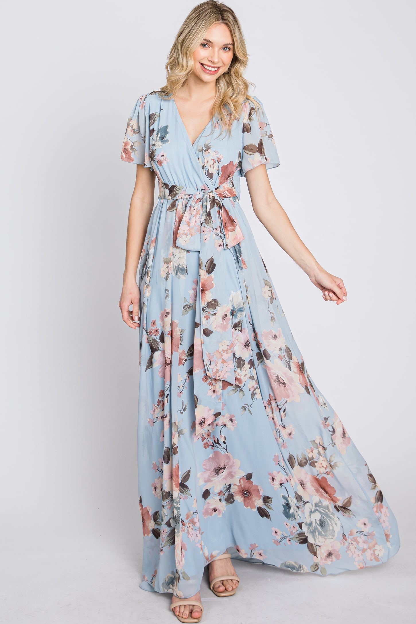 Short sleeve floral maxi dress Clearance