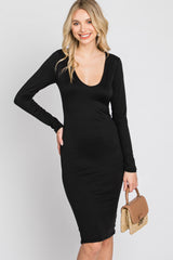 Black Long Sleeve Fitted Dress