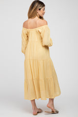 Yellow Tiered Maternity Midi Dress