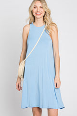 Light Blue Sleeveless Basic Maternity Dress