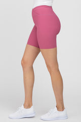 Mauve Crossover Waist Bike Shorts