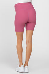 Mauve Crossover Waist Maternity Bike Shorts