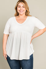Ivory Ribbed Babydoll Maternity Plus Top