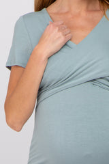 Light Olive Crossover Maternity Nursing Top