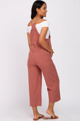 Rust Striped Wide Leg Cropped Maternity Overalls
