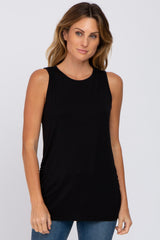 Black Sleeveless Ruched Top
