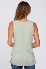 Light Green Sleeveless Ruched Top