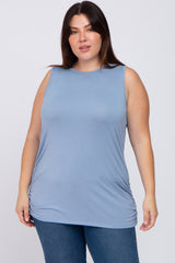 Light Blue Ruched Side Plus Tank