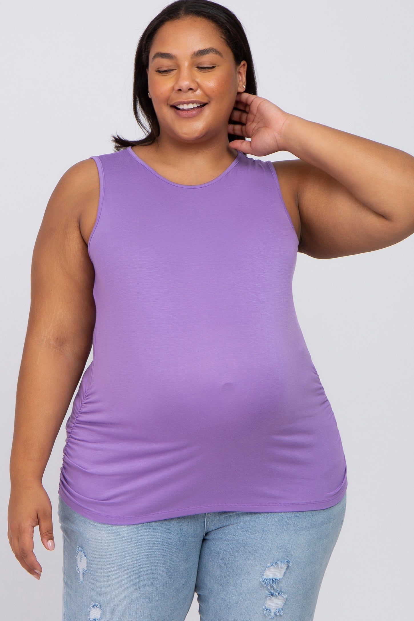 Lilac Ruched Side Plus Maternity Tank