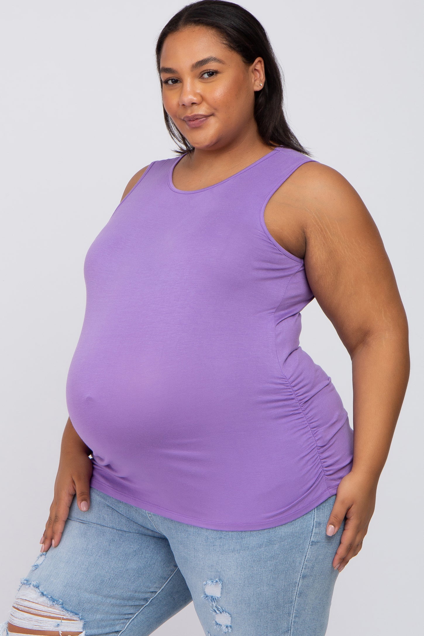 Lilac Ruched Side Plus Maternity Tank