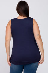 Navy Ruched Side Plus Tank