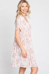 Pink Floral V-Neck Dress