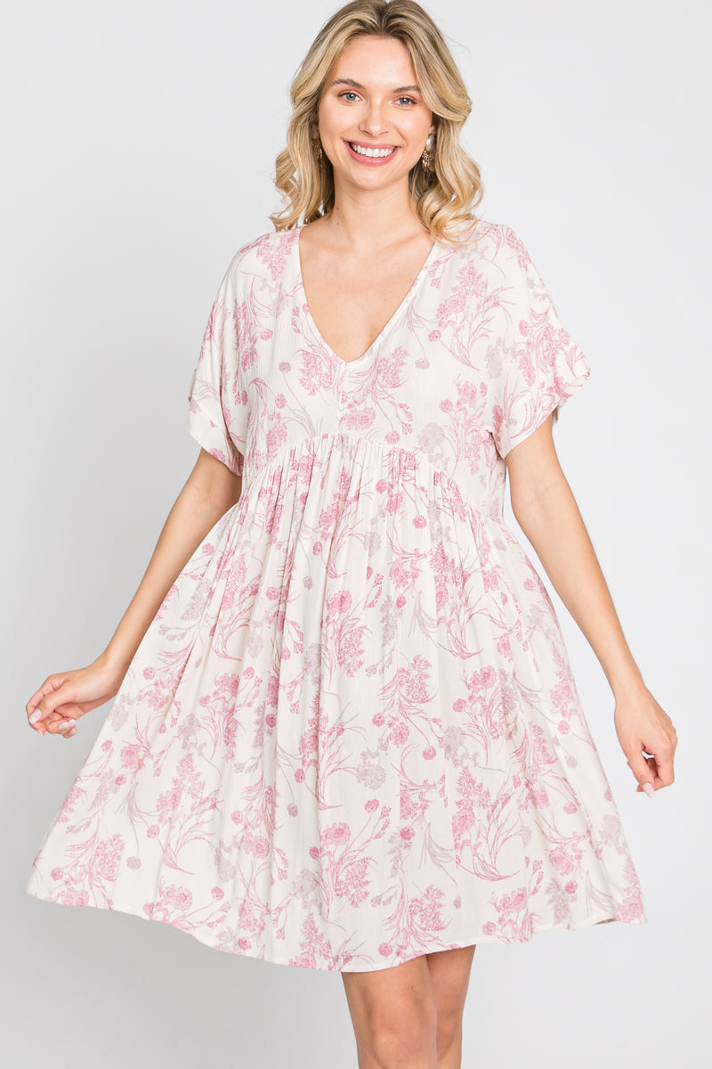 Pink Floral V-Neck Dress – PinkBlush