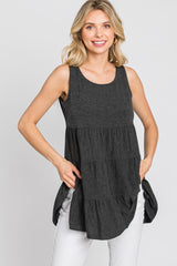 Charcoal Tiered Sleeveless Top