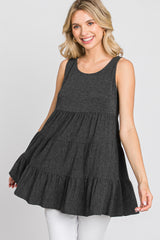 Charcoal Tiered Sleeveless Maternity Top