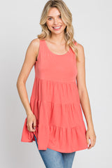 Coral Tiered Sleeveless Top